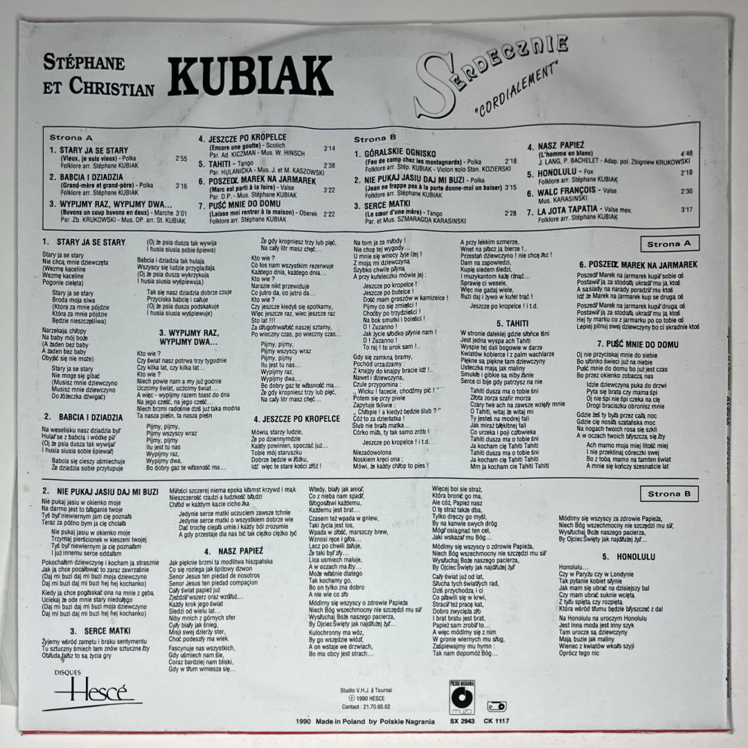 Stéphane Kubiak - Serdecznie - Cordialement (1990)